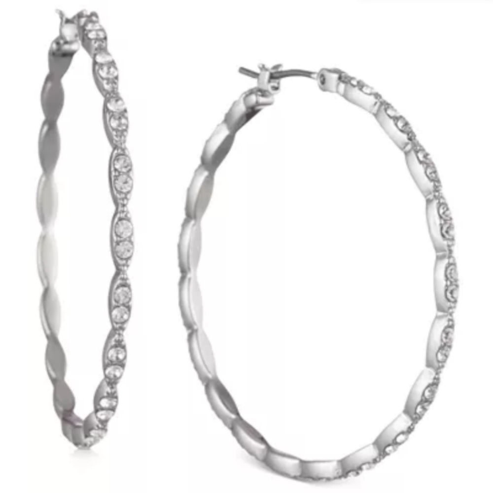 Givenchy Hoop Earrings Pavé Medium Scalloped Hoop